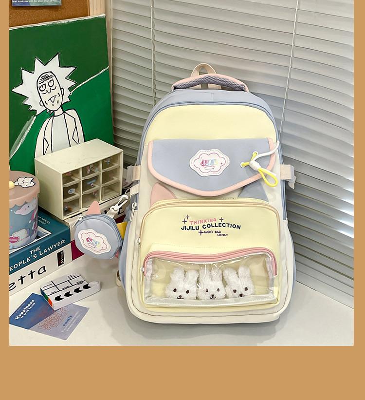 Street Nylon Fashion Backpack Color Block Design With Laptop Compartment Gift