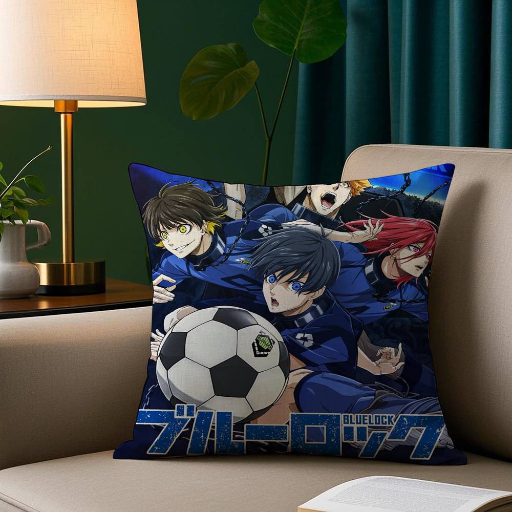 

Anime B-Blue Lock Pillow Case Short Plush Print Cushion Cover Square Throw Pillow Covers Sofa Home Decor 12x12Inch