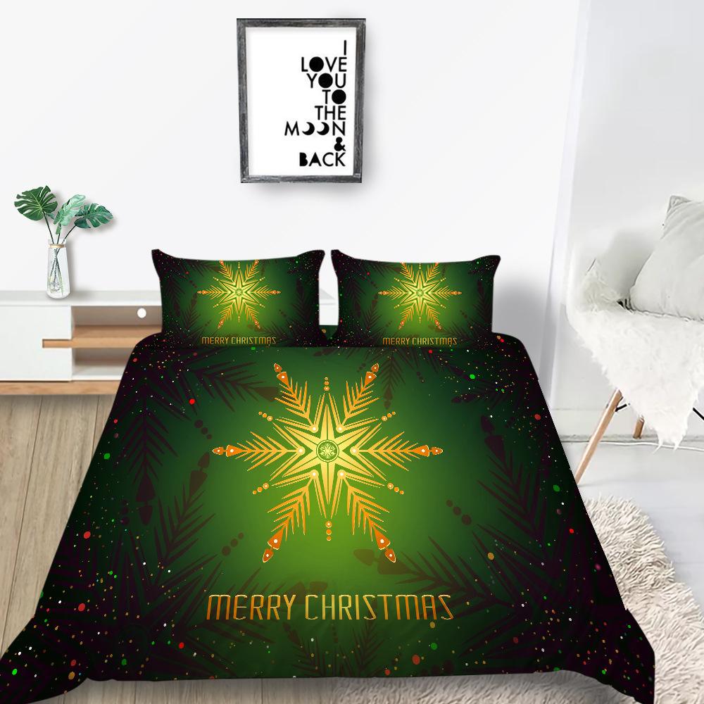 Christmas Gift Quilt Cover Pillowcase Two Or Three Piece Set 3D Digital Printing Polyester