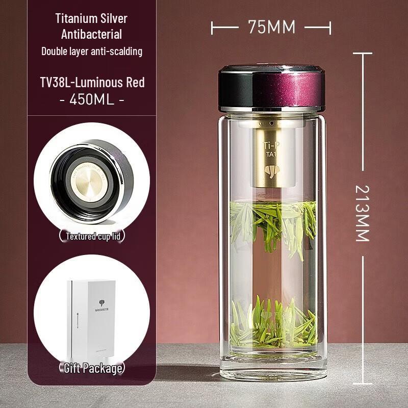 WANXIANG Antibacterial Double-Layer Glass Tea Cup