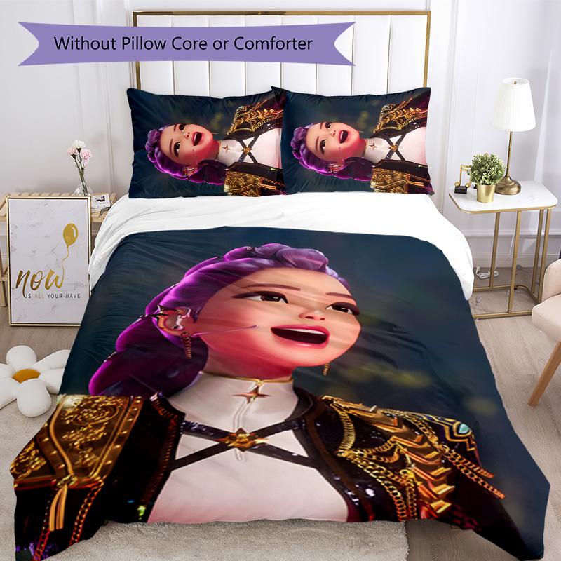 Conjunto de Roupa de Cama KPOP Hunter 3 Peças Capa de Edredom com Fecho Inclui 1 Capa de Edredom & 2 Fronhas para Todas as Estações Decoração de Quarto Casa Dormitório