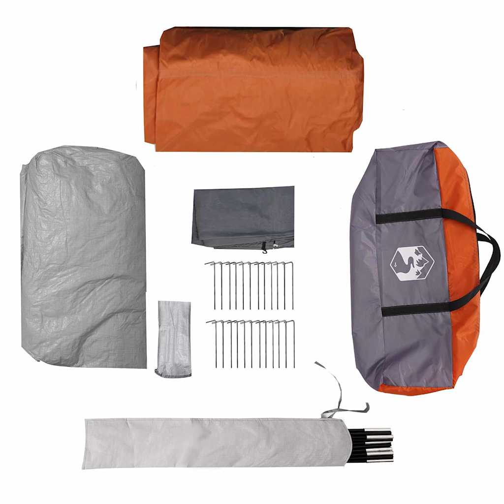 5 Person Tunnel Tent in Grey and Orange 805 x 405 x 211 cm