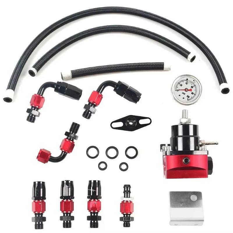 Car Universal EFI Fuel Pressure Regulator for 7MGTE MKIII with Hose Line Oil 100psi Gauge Universal Adjustable FPR AN6 Fitting
