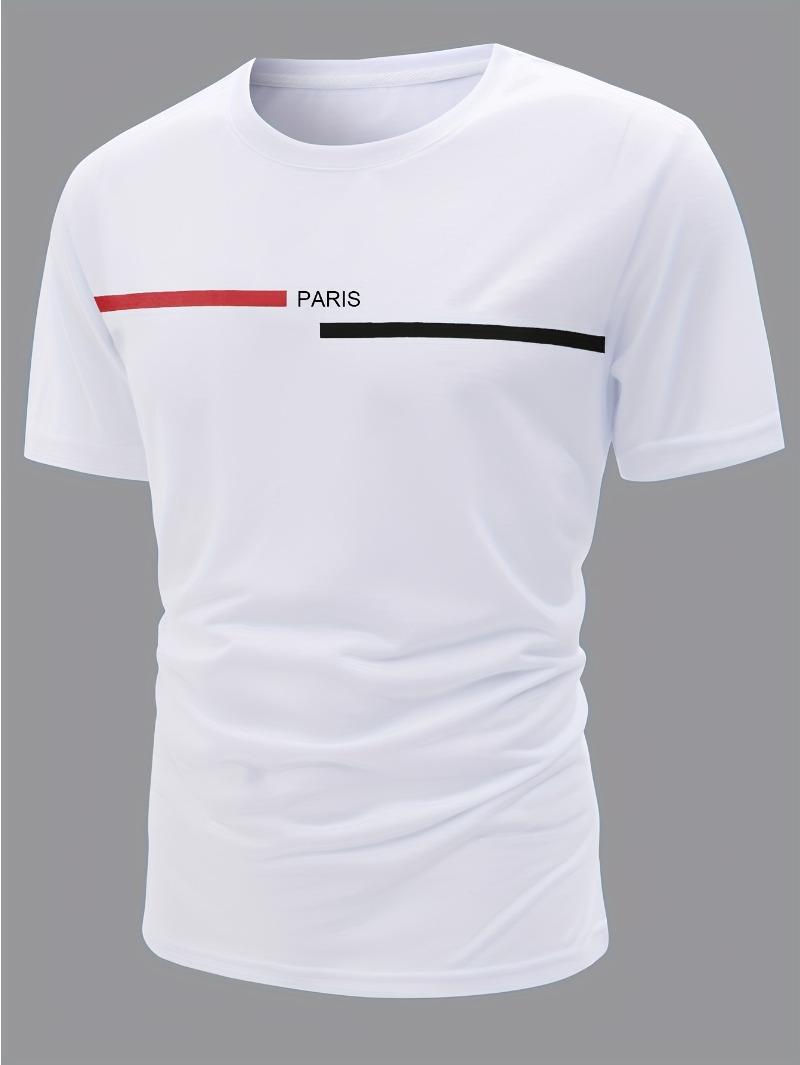 Men s Casual Letter Print Round Neck T-Shirt S