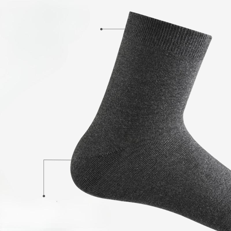 Autumn Cotton Socks, Anti-odor Thickened Men's Pure Cotton Socks, Business Mid-calf Socks, Solid Color for Autumn and Winter