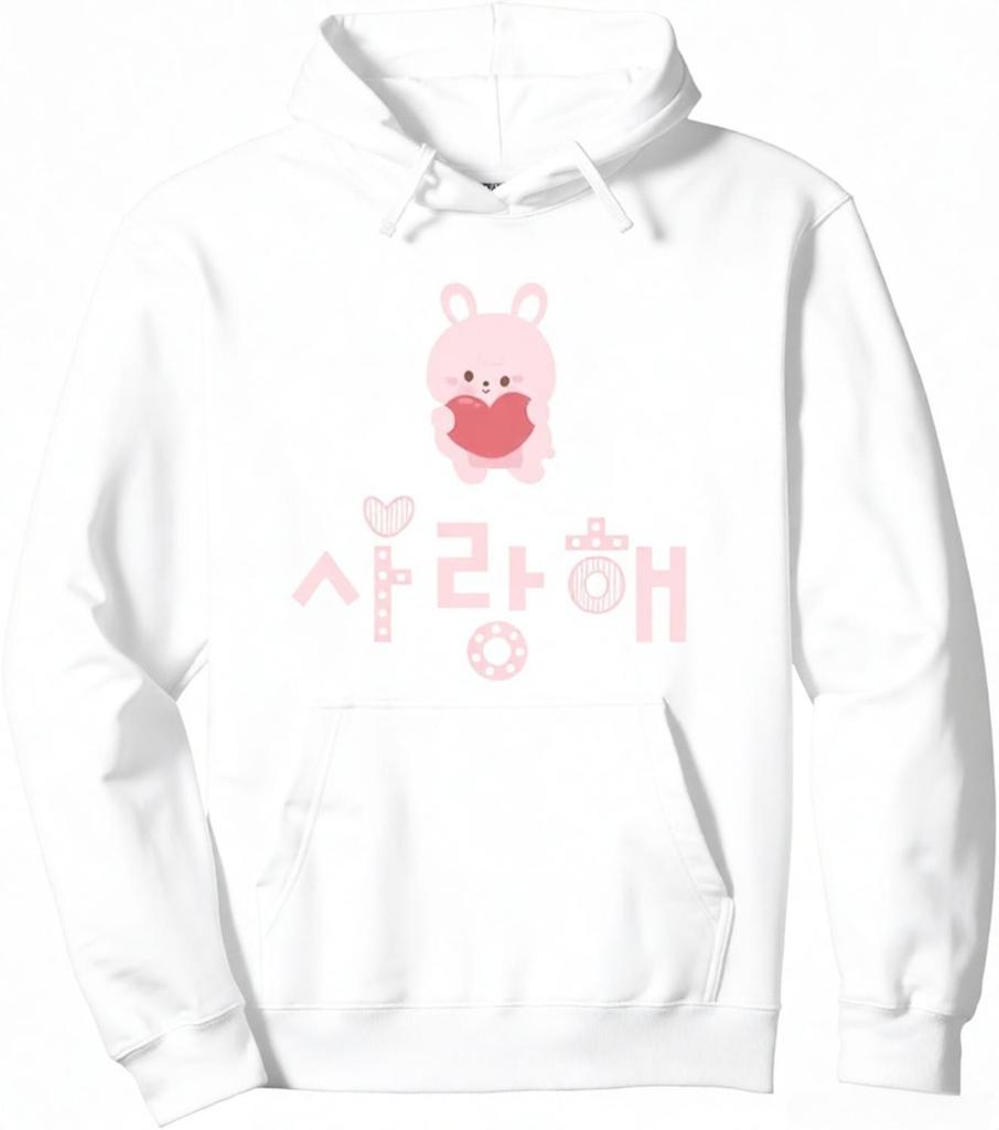 Saranghae-I LOVE YOU Korean Language Hangul Fun Print Pullover Daily Women Sweatshirt Harajuku Ropa De Mujer Women Casual Hoodie