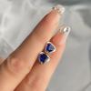 925 Sterling Silver Blue Zircon  Earrings For Women Silver Color Small Stud Earring Female Fashion Wedding Ear Jewelry Gift