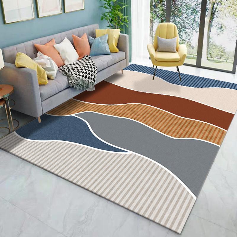 Nordischer Geometrischer Minimalistischer Leichter Luxusteppich: Schlafzimmer, Erkerfenster, Nachttisch, Couchtisch, Sofa, Fleckenabweisend
