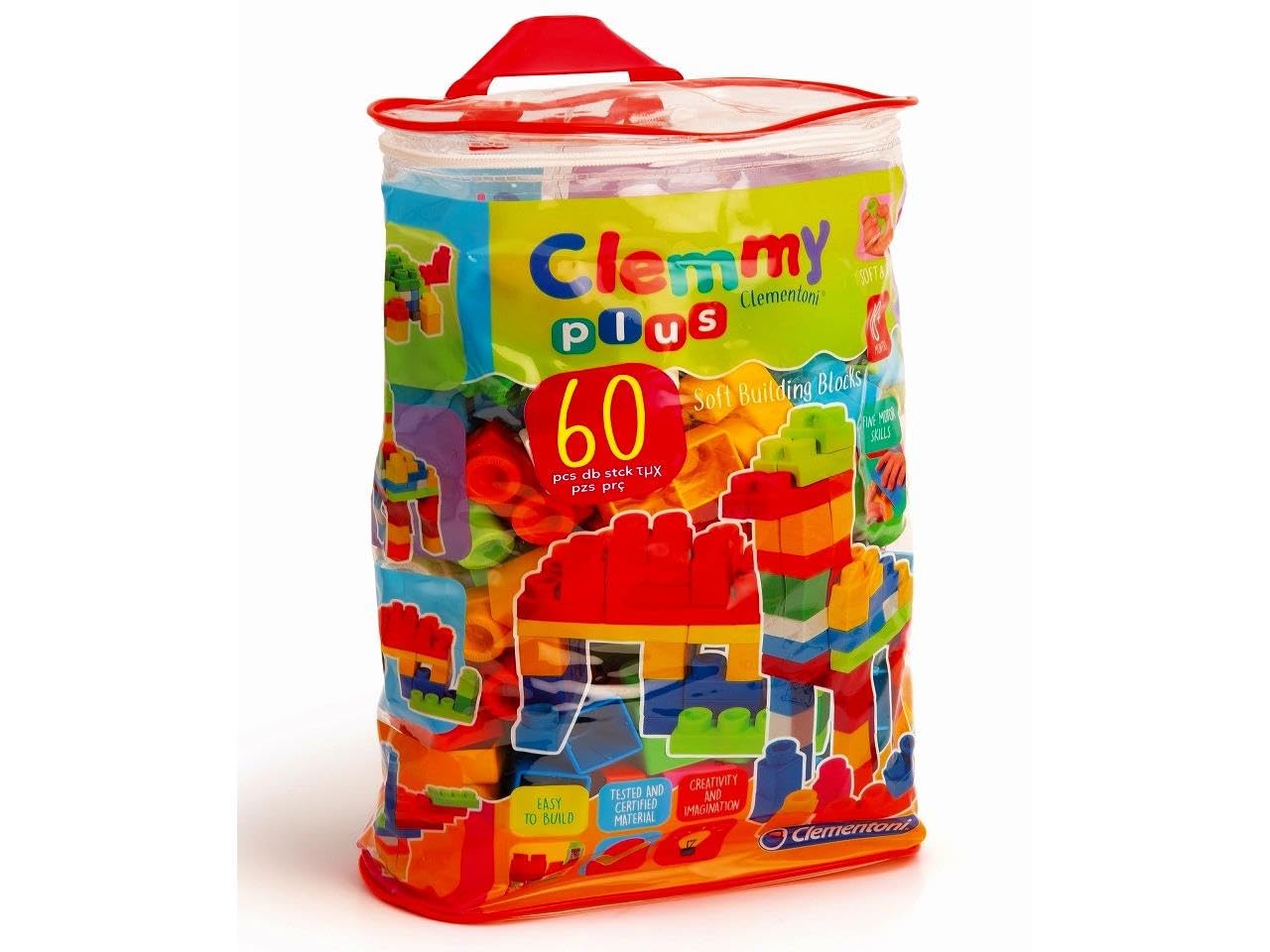 Мягкие кубики Clemmy Plus для детей от 1,5 лет - Безопасны для ходьбы и опрокидывания - Большой набор из 60 кубиков