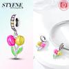 Authentic Tulip Heart Flower Pendant Sunflower Bird Lucky copper Bead Charm Compatible With Bracelets Women Gift Diy Jewellery Accessory