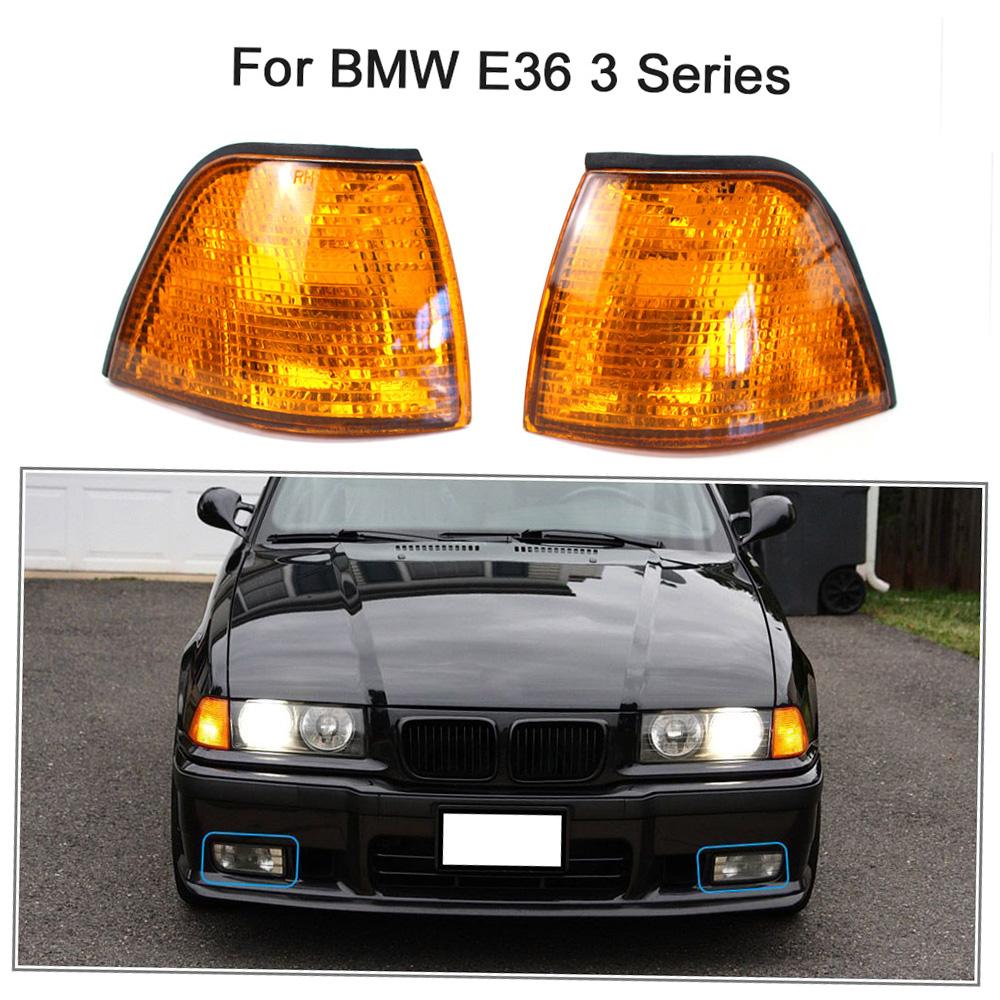 Fog Lumin Lens Replacement Clear Plastic Kit 1 Pair Left & Front Right for E36 3 Series 4 Door 92-98 with Direct Fit Easy Installation