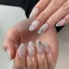 24/30PCS Simple Gold Colors Flower French False Nail Irregular Sun Moon Full Cover Fake Nails DIY Manicure Detachable Nail Tips
