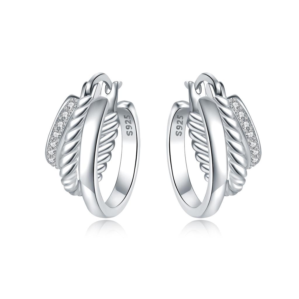 925 Silver Retro Grass Pattern Earrings Jewelry Versatile Hoop Earrings For Women Jewelry Birthday Party Fine Gifts