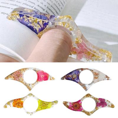 Dried Flower Resin Book Page Holder Thumb Ring Page Holder Handmade Clear Flower Bookmark
