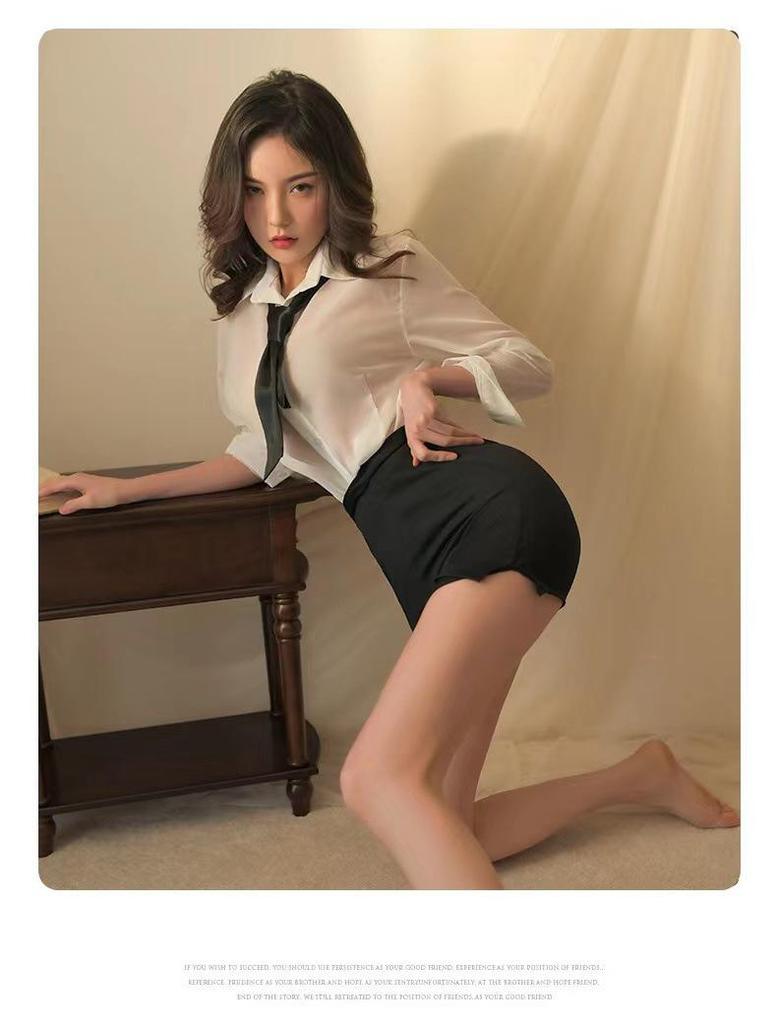 Elegant White-Collar Lingerie Set: Bodycon Skirt & Sexy Sleepwear for Women