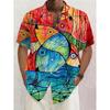 Nuova Camicia Stampata Hawaii Primavera/Estate Moda Tempo Libero Passeggiata in Strada Turista Spiaggia Apertura Totale Manica Corta con Bottoni