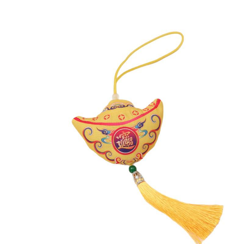 Retro Dragon Boat Yuanbao Sachet Charm - New Year Pendant Brocade Bag Purse