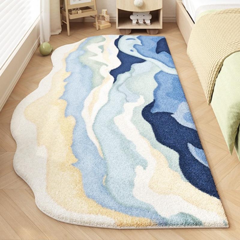 Dopamine Style Rugs for Bedroom Irregular Shape Living Room Decoration Moss Carpet Girl Casual Cute Rug Home Washable Thick Mat