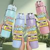 1PC Colorful Retro School Bus Cartoon Print 750ml Color Plastic Sports Water Bottle Leakproof Flip Straw Lid Suitable for Sports Office Home Use