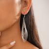 Oval Hollow Long Tassel Dangle Earrings Gold Silver Ear Hook Exquisite Ear Clip  Party