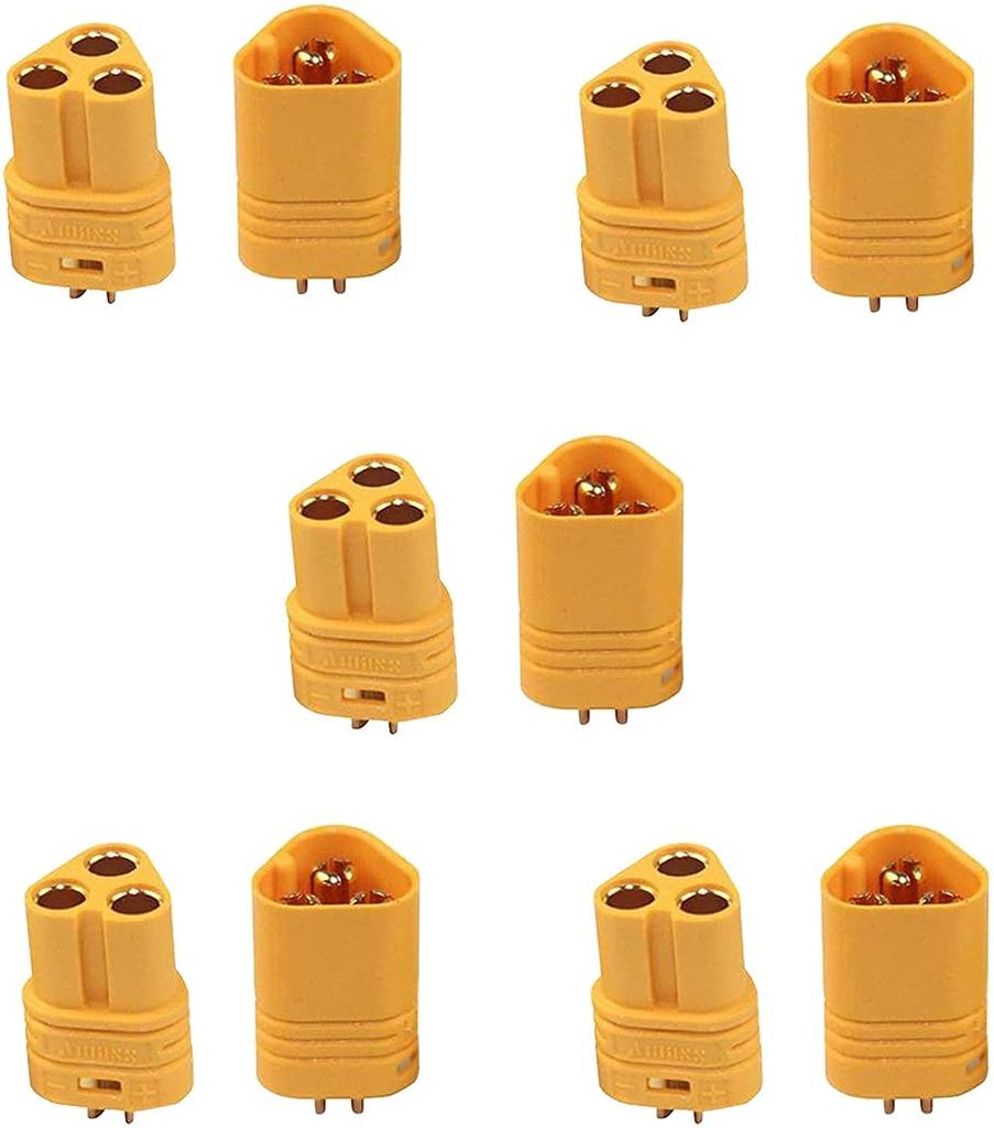5 Pairs MT60 Male-Female Connectors 3.5mm – High Quality for RC Model LiPo Batteries – Yellow – Plastic