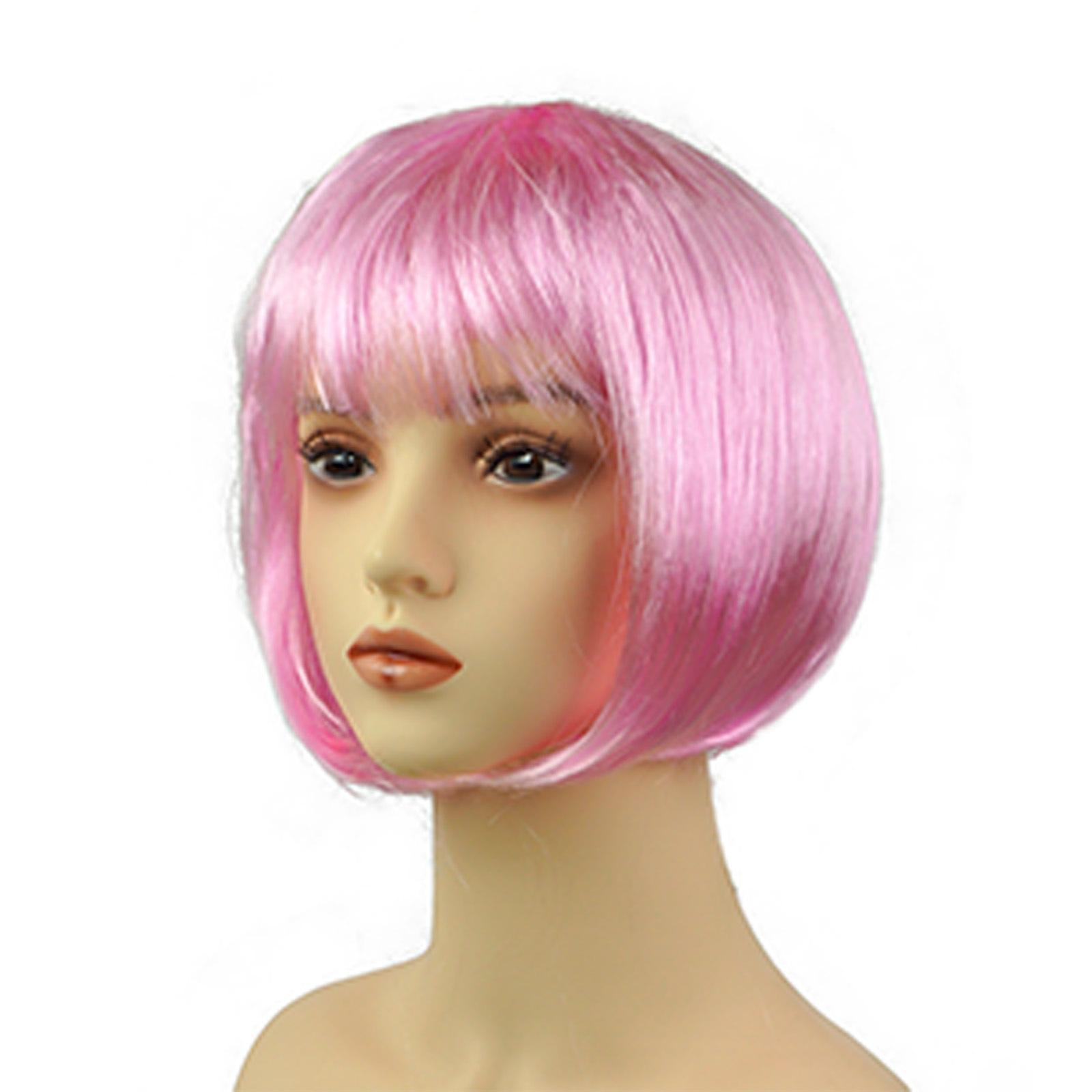 

1 шт. Короткий прямой парик боб с прямой челкой, разноцветные синтетические волосы для косплея, повседневной носки, вечеринки, костюма и моды One Size