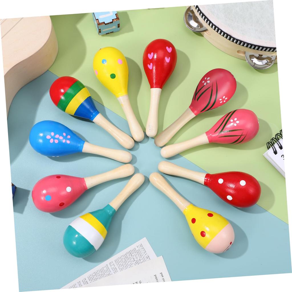 VICASKY Maracas Musical Sand Musical Party 10 Random Color Toys, Instruments, Wooden, Children's, Shaker, Hammer, Percussion, Kids, Instruments,