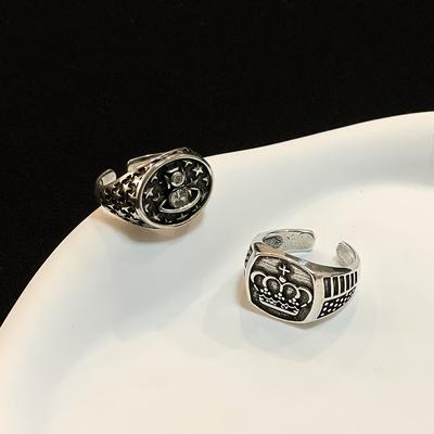 Punk Street Vintage Crown Saturn Open Ring Female Frigid Wind Index Finger Ring Female