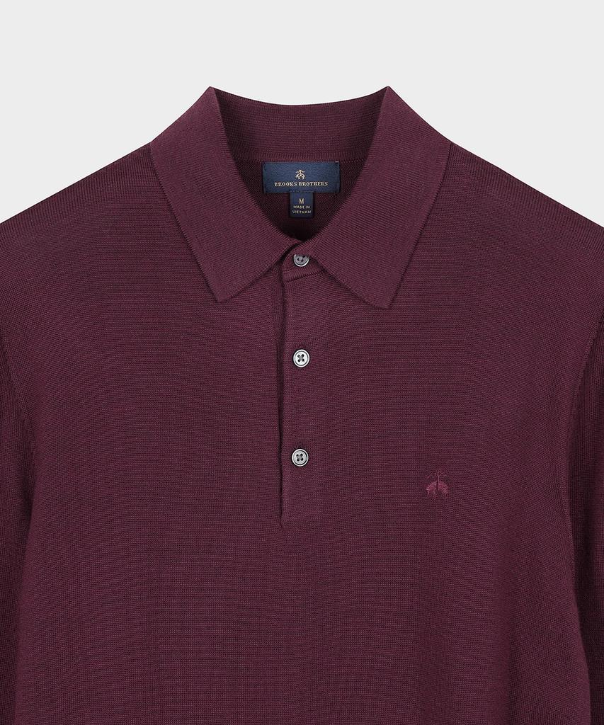BROOKS BROTHERS Merino Wool Logo Polo Sweater (Burgundy) (Bbwtmnf301)