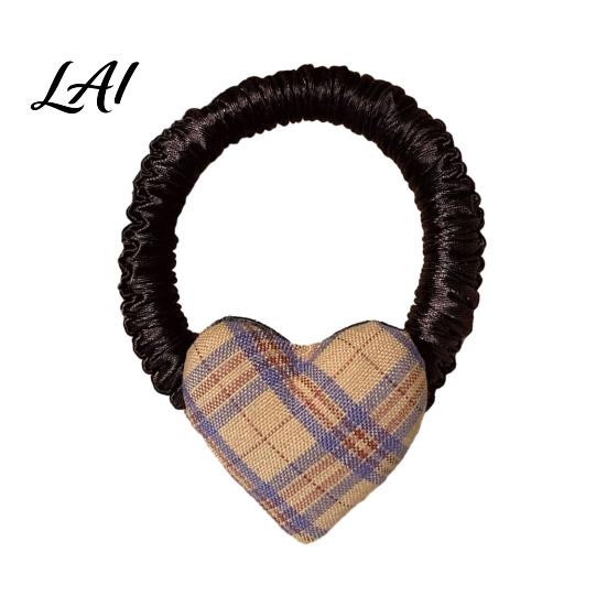 Ponytail Holder High Elasticity Hair Rope Plaid Heart Decor Tie School Uniform Elastic Pleated Tie Band No Scalp Strangling Accessories for