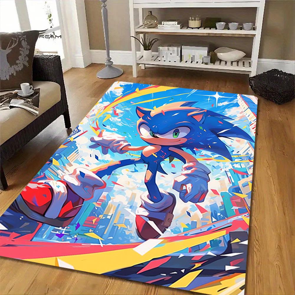 Sonic The Hedgehog Poster Decoration,Carpet,Living Room,Bedroom, Non-slip,Square rug