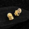 18K Gold Geometric Faceted Zircon Stud Earrings - Minimalist Luxury Design