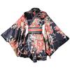 Mini Kimono Ruffled Ribbon Obi Satin Front Japanese Short Sexy Loungewear [Joel Ding's Store] Women's Kimono-style Bathrobe, Dress, Hem, Tie,