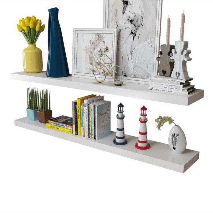 VidaXL 2 Étagères murales MDF Blanc Rangement de livres/DVD 242186