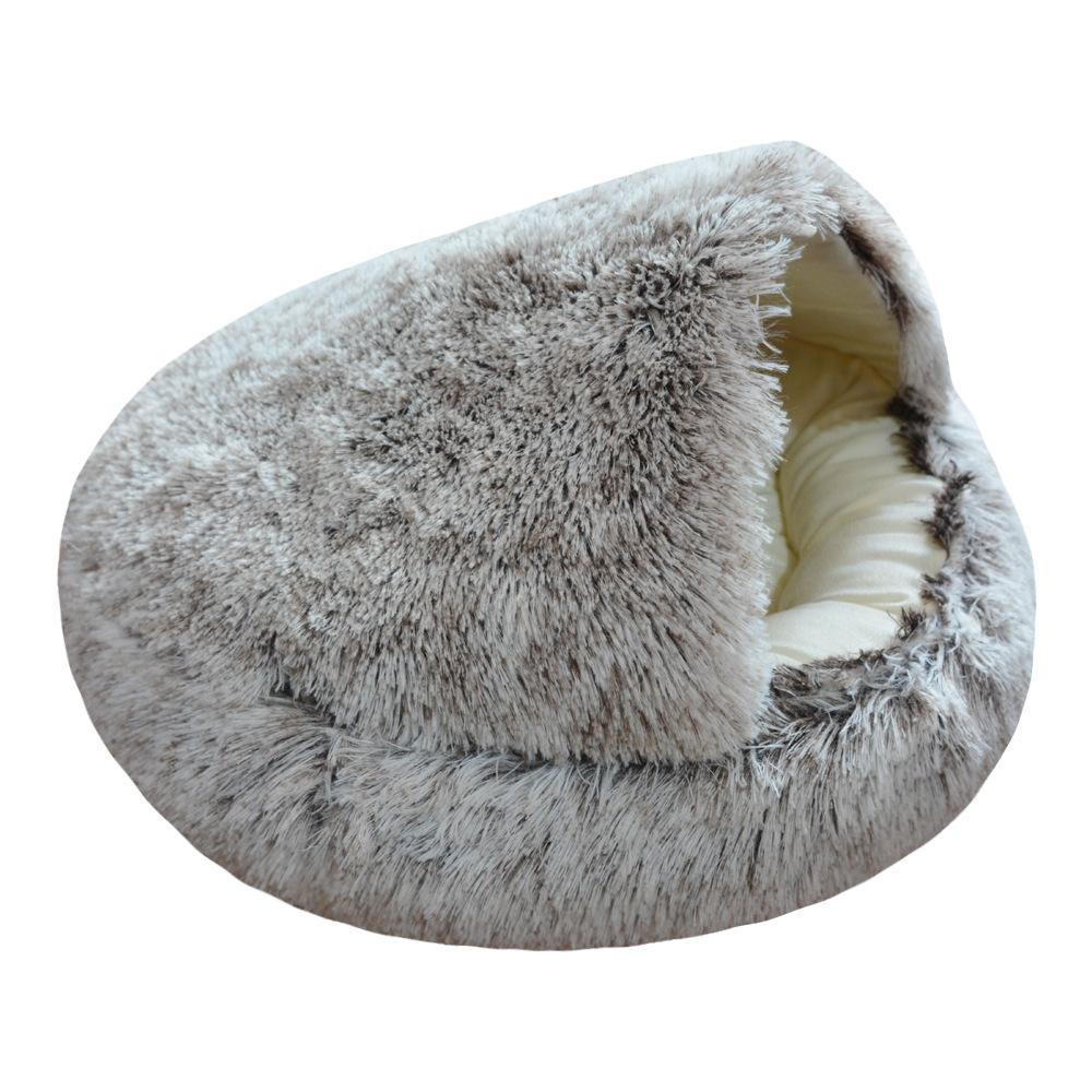 Semi-Enclosed Cat Bed Warm Cat Nest Plush Dog Sofa Windproof Dog House 2 Use Pet Dog Bed Soft Cat Sleeping Bed