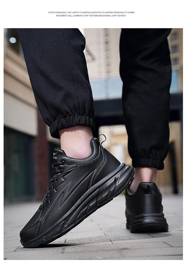 Shuangxing 2024 Men's Black Low-Top Winter Sports Shoes with Plush Lining