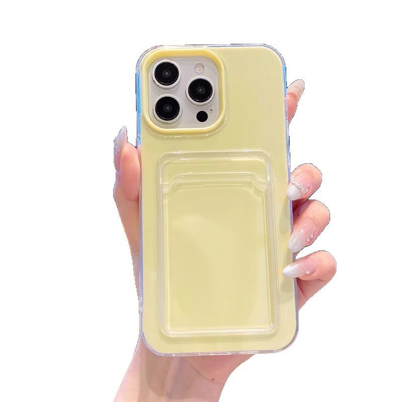 iPhone 17 Pro Jelly Silicone Card Holder Case, Solid Color, Anti-Fall Protection for iPhone 15P/14