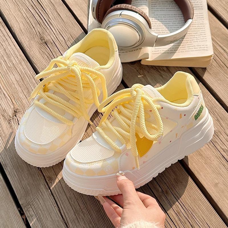 Summer women's shoes platform bread shoes versatile students with skirts breathable mesh niche white shoes sports and leisure shoes