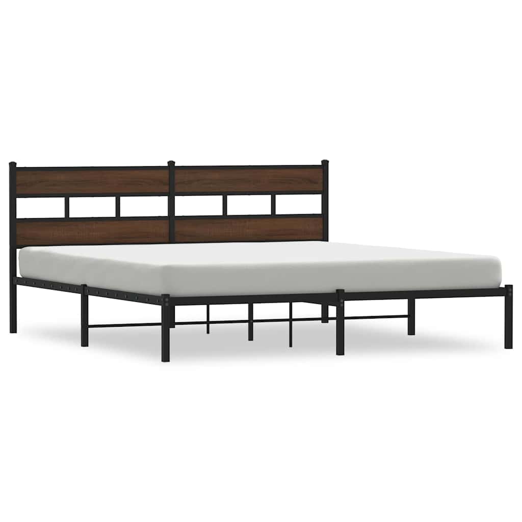 Bed Frame without Mattress with Headboard Brown Oak Finish 190 x 200 cm