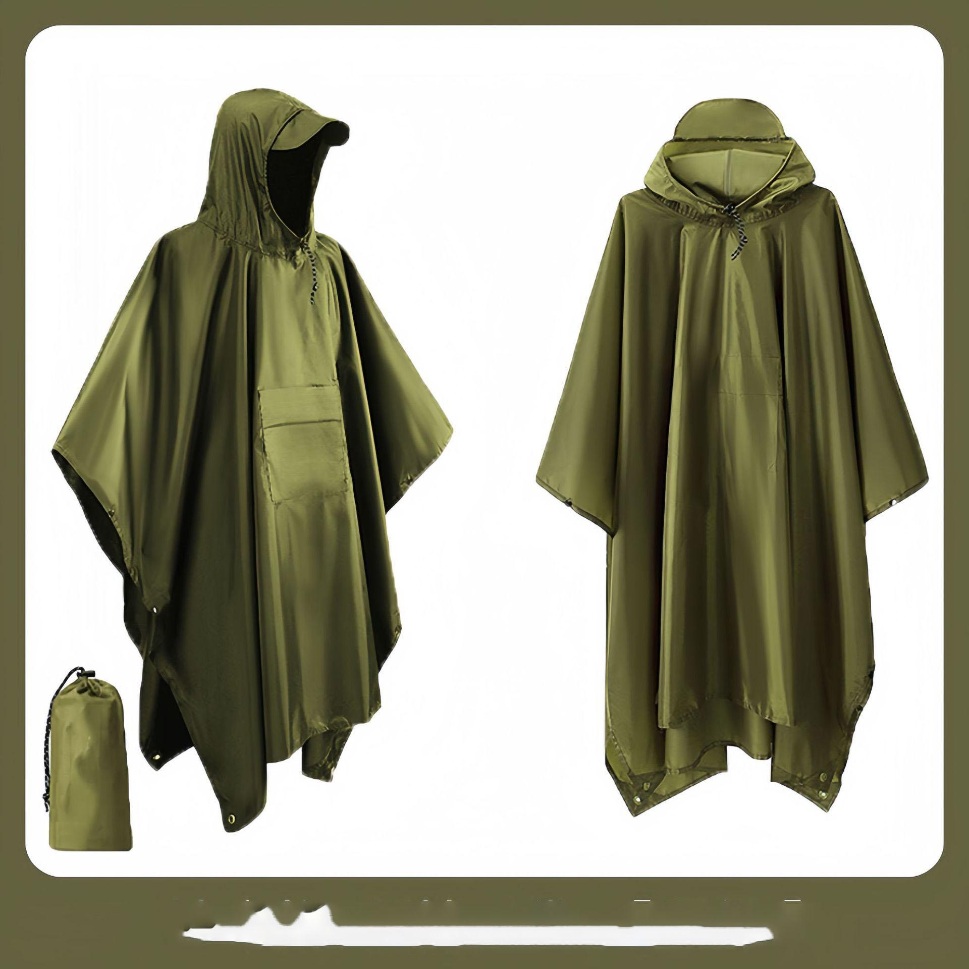 

3 в 1 водонепроницаемый длинный плащ для взрослых для женщин и мужчин дождевик куртка пончо с капюшоном для походов, путешествий, рыбалки, дождевик, костюм One Size зелёный