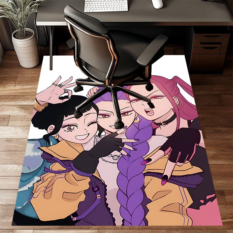 Custom KPop Demon Hunters Mat Personalized Name, Polyester Washable Indoor Entryway Rug, Gift for Christmas, Easter, Thanksgiving Day