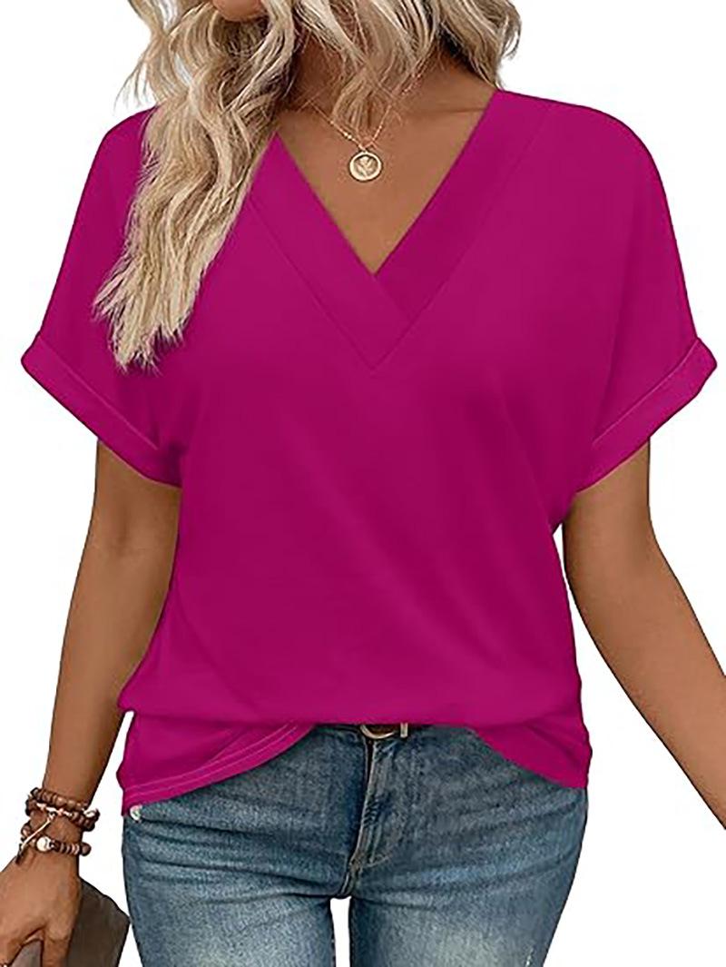 Women s Summer V-Neck Batwing Sleeve Shirt 2026 Fashion XL