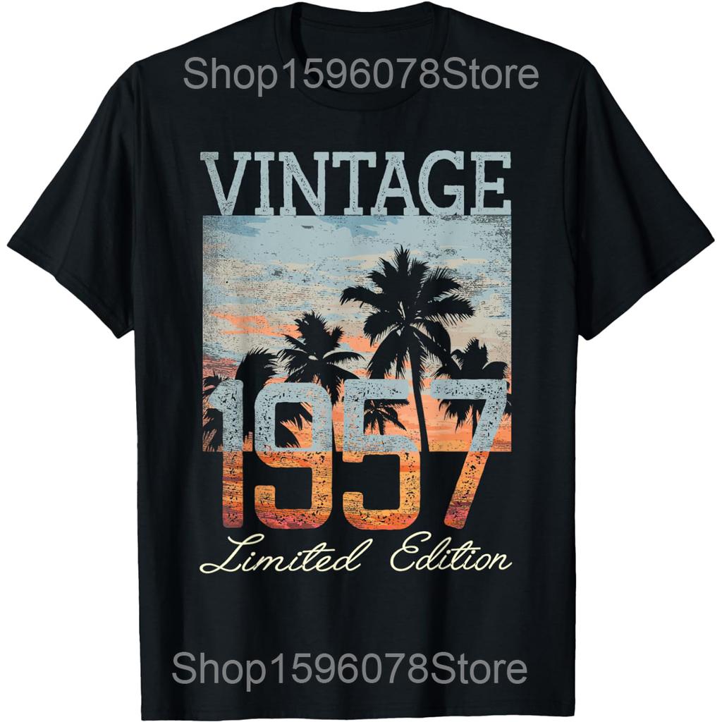 Vintage 1957 Limited Edition 69th Birthday Gifts 69 Year Old T Shirts Men Streetwear Tee Short Sleeve Unisex Loose Clothing