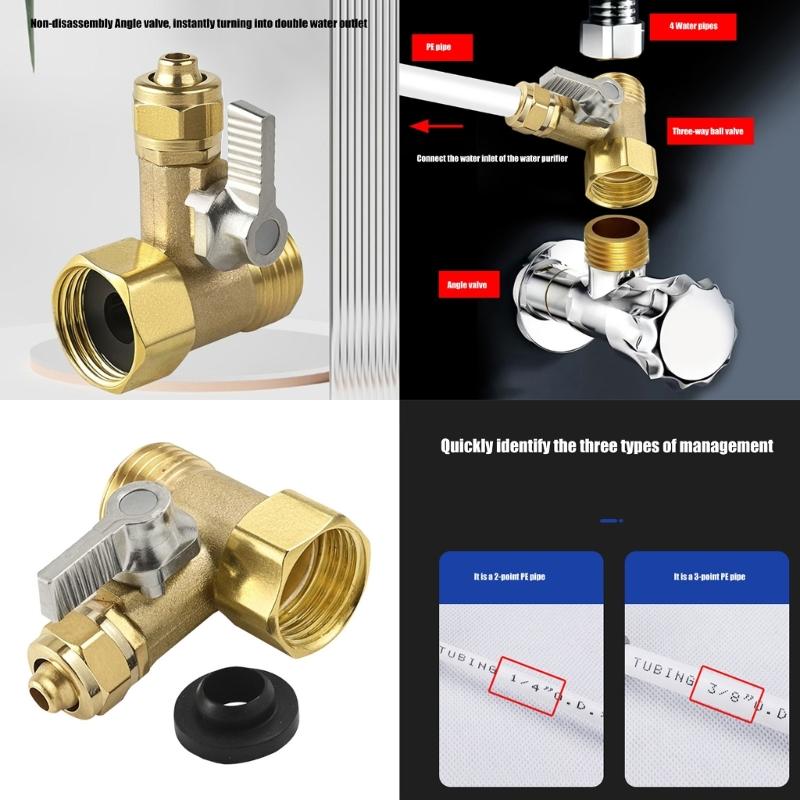 Brass Triple Port Water Valves with Seamless Connection 3/4inch Thread for Precise Flows Adjustment In Plumbing Systems