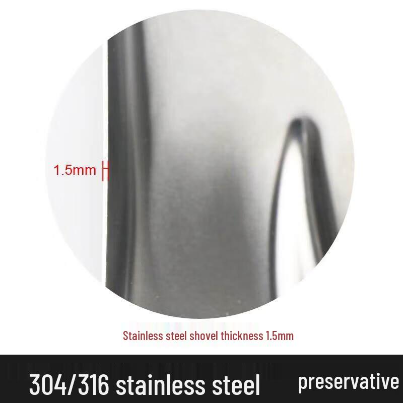 Jundingying No. 3 Heavy-Duty 304 Stainless Steel Shovel with Wooden Handle