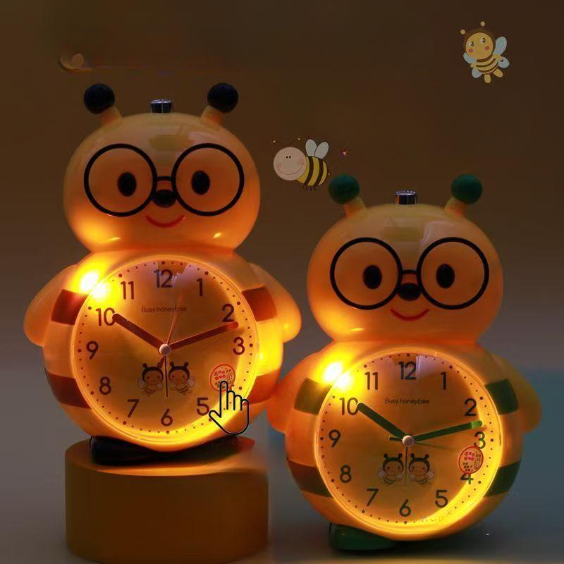 Cartoon Alarm Clock Student Uses Cute Multifunctional Silent Bedside Luminous Lazy Person Can Talk Yellow Bee Children's Alarm Clock