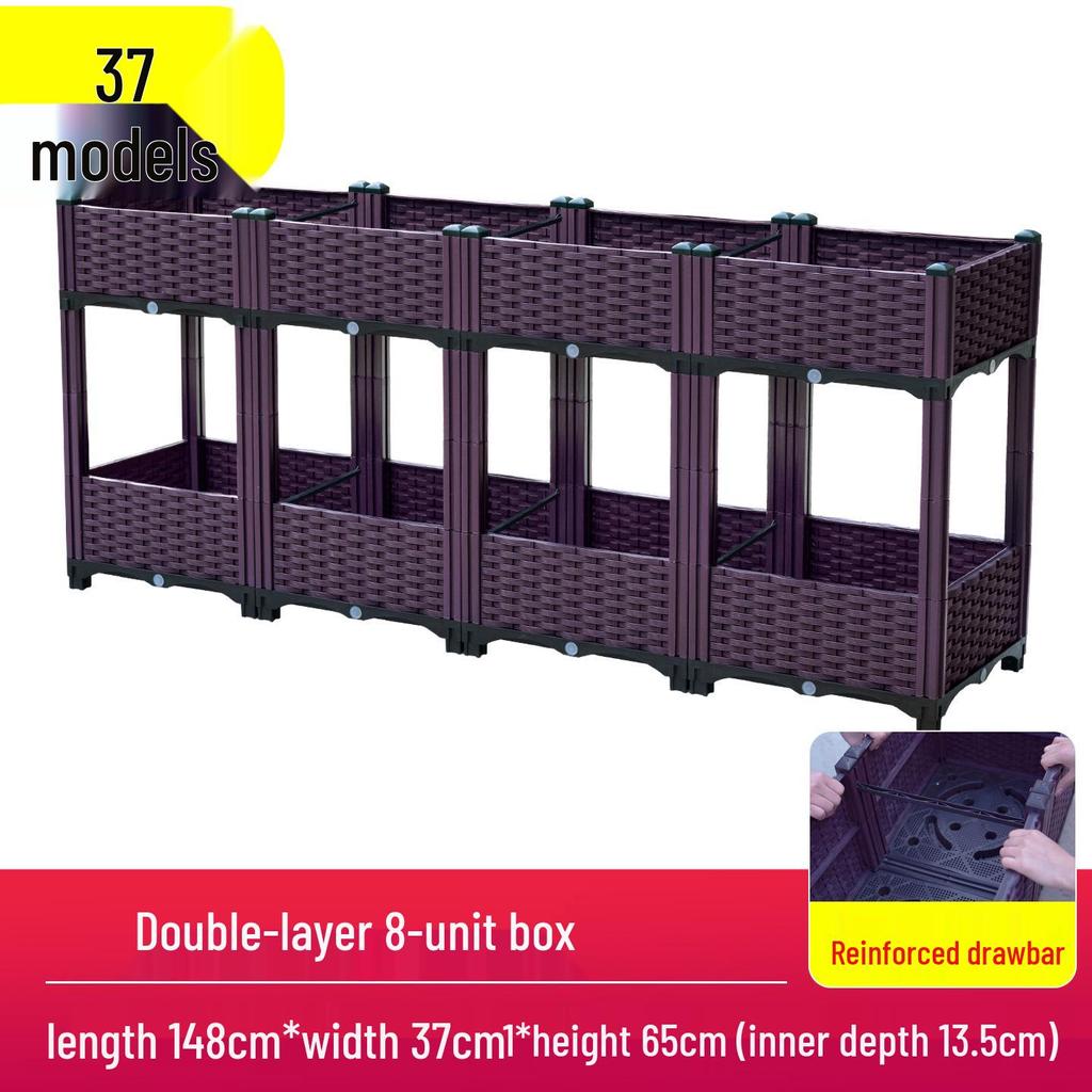 Outdoor Flower & Vegetable Planter: Large Rectangular Plastic Box for Balcony & Rooftop Gardening