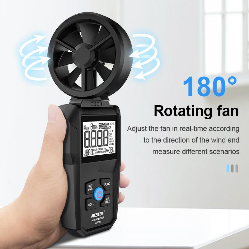 AM610 Tragbares digitales LCD-Windgeschwindigkeitsanemometer Handheld-Windgeschwindigkeitsmesser Luftgeschwindigkeitstester Windgeschwindigkeitsdetektor