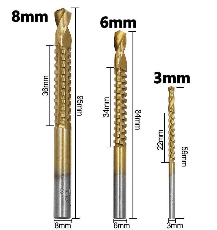 

Набор из 6 титановых ступенчатых сверл для деревообработки и прорезания канавок с пластиковым кейсом