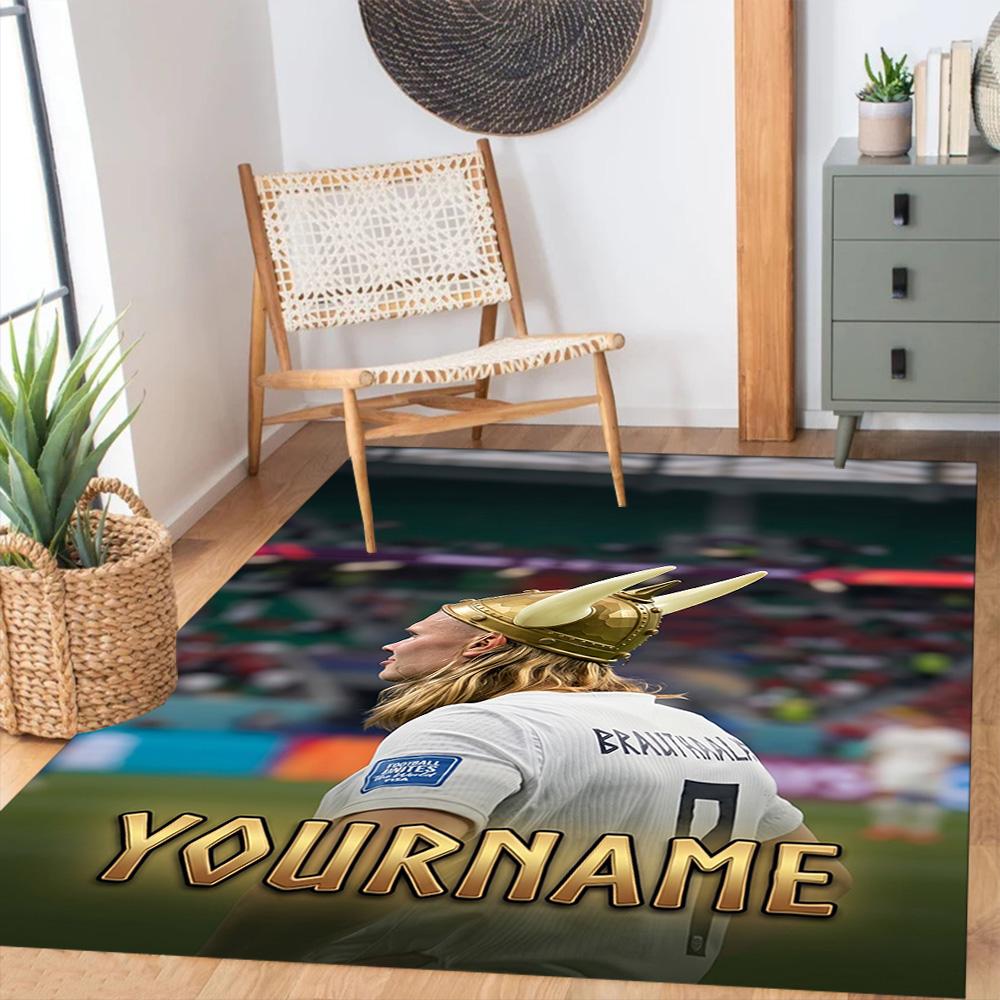 Haaland 28 Personalized Name Area Rug Perfect for Game Room Entryway Decorate Room Playrooms Anti-slip Rug Decorate Offices